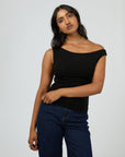 ALL ABOUT EVE - Kylie Off Shoulder Top.  Black