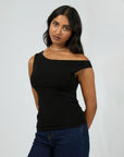 ALL ABOUT EVE - Kylie Off Shoulder Top.  Black