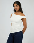 ALL ABOUT EVE - Kylie Off Shoulder Top.  White