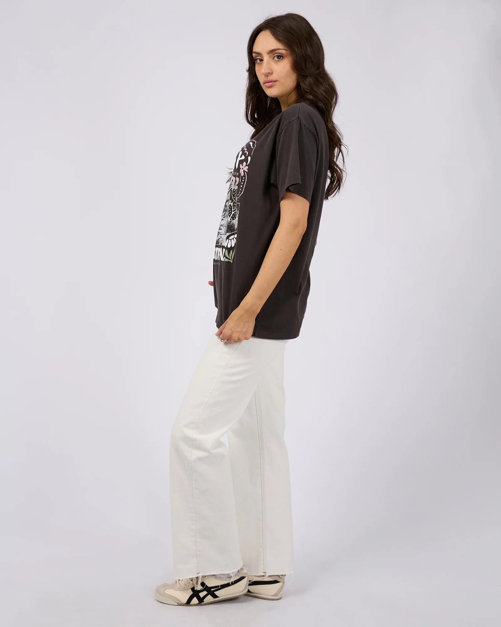 ALL ABOUT EVE-  Sun Valley Oversized Tee.  Washed Black