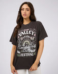 ALL ABOUT EVE-  Sun Valley Oversized Tee.  Washed Black