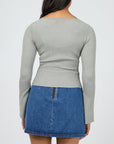 ALL ABOUT EVE- Darcie Knit Top.  Grey Marle
