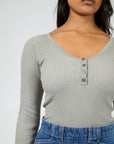 ALL ABOUT EVE- Darcie Knit Top.  Grey Marle