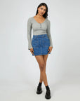 ALL ABOUT EVE- Darcie Knit Top.  Grey Marle