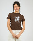ALL ABOUT EVE-  Clover Baby Tee.  Brown