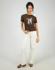 ALL ABOUT EVE-  Clover Baby Tee.  Brown