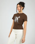 ALL ABOUT EVE-  Clover Baby Tee.  Brown