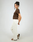 ALL ABOUT EVE-  Clover Baby Tee.  Brown