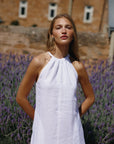 ORTC - Luna Linen Halter Dress Full Length - White