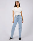 ALL ABOUT EVE SKYE HIGH RISE STRAIGHT LEG JEANS LIGHT BLUE