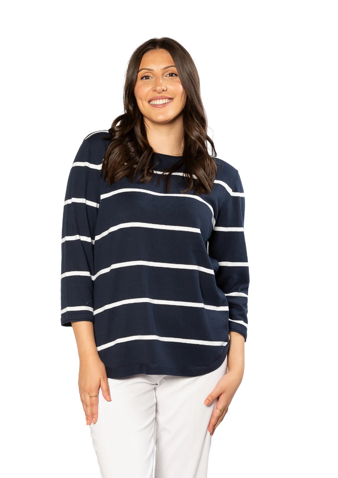 EQUINOX - 100% Cotton Stripe 3/4 Sleeve Light Weight Summer Knit