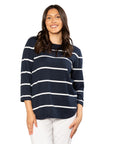 EQUINOX - 100% Cotton Stripe 3/4 Sleeve Light Weight Summer Knit