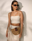 Marielle Straw Half Moon Bag