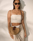 Marielle Straw Half Moon Bag