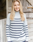 GOONDIWINDI COTTON - Cotton 55% Merino 45% Cotton Stripe Roll Neck Jumper