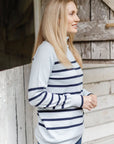 GOONDIWINDI COTTON - Cotton 55% Merino 45% Cotton Stripe Roll Neck Jumper