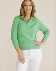 GOONDIWINDI COTTON-  3/4 Sleeve Cable Jumper Apple Green