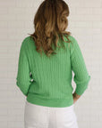 GOONDIWINDI COTTON-  3/4 Sleeve Cable Jumper Apple Green