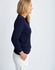 GOONDIWINDI COTTON -3/4 Sleeve Collared Knit.  Navy