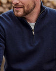 ANSETT - LambsWool/Nylon 1/2 Zip Mock - Bluestone