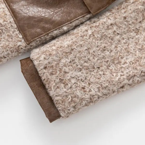 PRODUCT SEEKER - Women's Long Winter Coat with Wool & Pu Leather