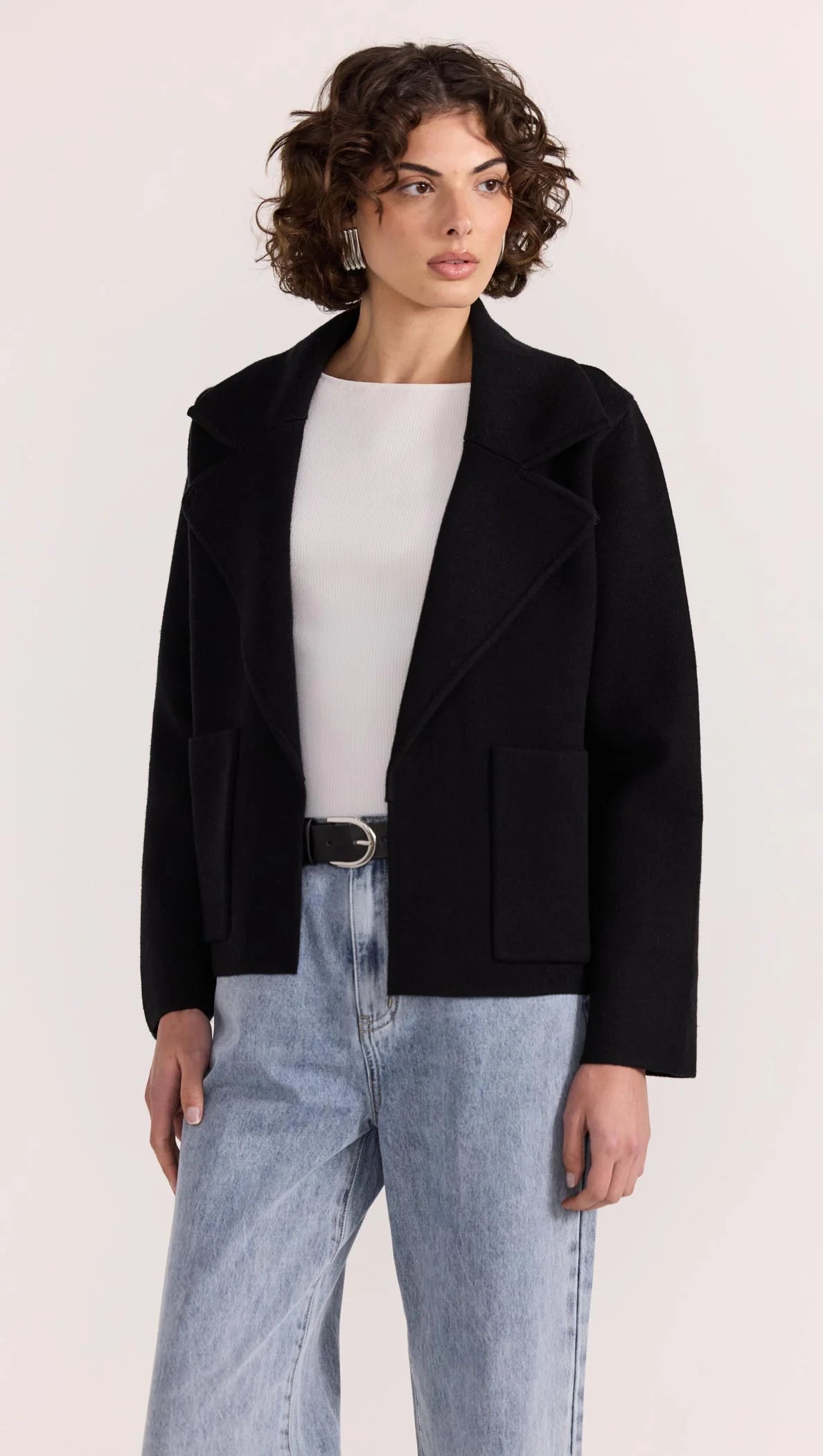 STAPLE THE LABEL- AIDEN CROP COATIGAN BLACK UT250880