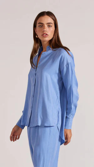 STAPLE THE LABEL-  ALIX CUPRO SHIRT.  Periwinkle