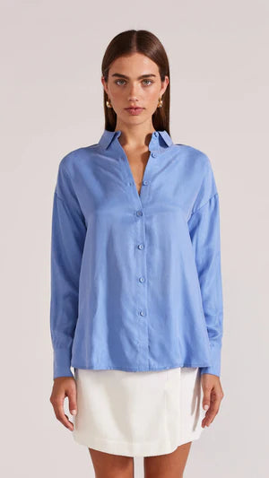 STAPLE THE LABEL-  ALIX CUPRO SHIRT.  Periwinkle