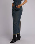 ALL ABOUT EVE- Ray Maxi Skirt.  Dirty Denim