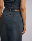 ALL ABOUT EVE- Ray Maxi Skirt.  Dirty Denim