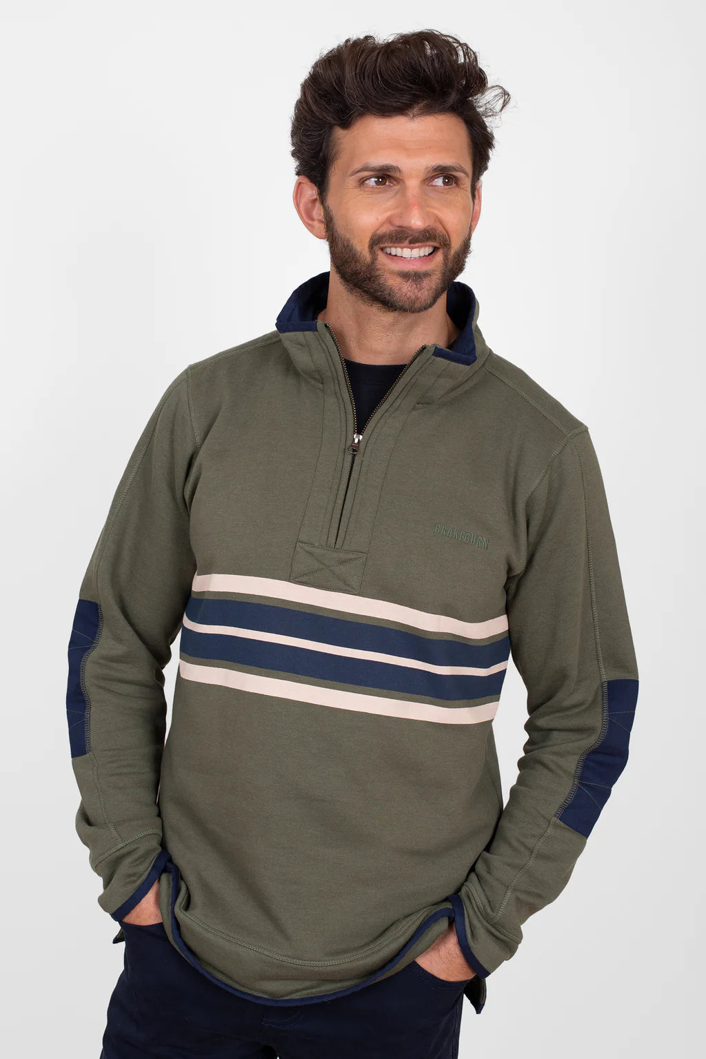 BRAKEBURN-  1/4 Zip Sweat-  Green
