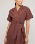 STAPLE THE LABEL - Ishtar Wrap Shirt Dress.   Brown