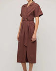 STAPLE THE LABEL - Ishtar Wrap Shirt Dress.   Brown