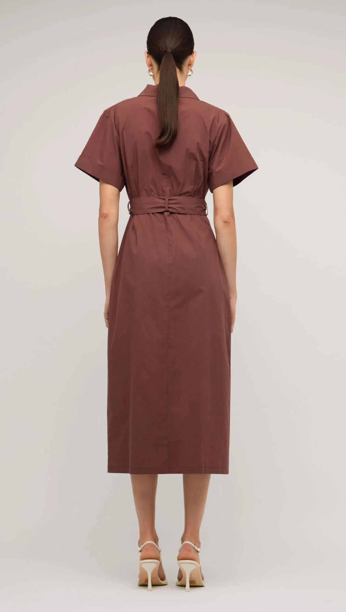 STAPLE THE LABEL - Ishtar Wrap Shirt Dress.   Brown