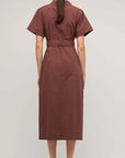 STAPLE THE LABEL - Ishtar Wrap Shirt Dress.   Brown