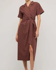 STAPLE THE LABEL - Ishtar Wrap Shirt Dress.   Brown