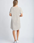 CLOTH PAPER SCISSORS- White/Twig Stripe Raglan Sleeve Dress