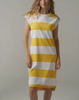 CLOTH PAPER SCISSORS -  Stripe Muscle Dress.  White/ Daffodil