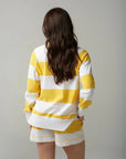 CLOTH PAPER SCISSORS -Stripe V Neck Sweater.  White/Daffodil