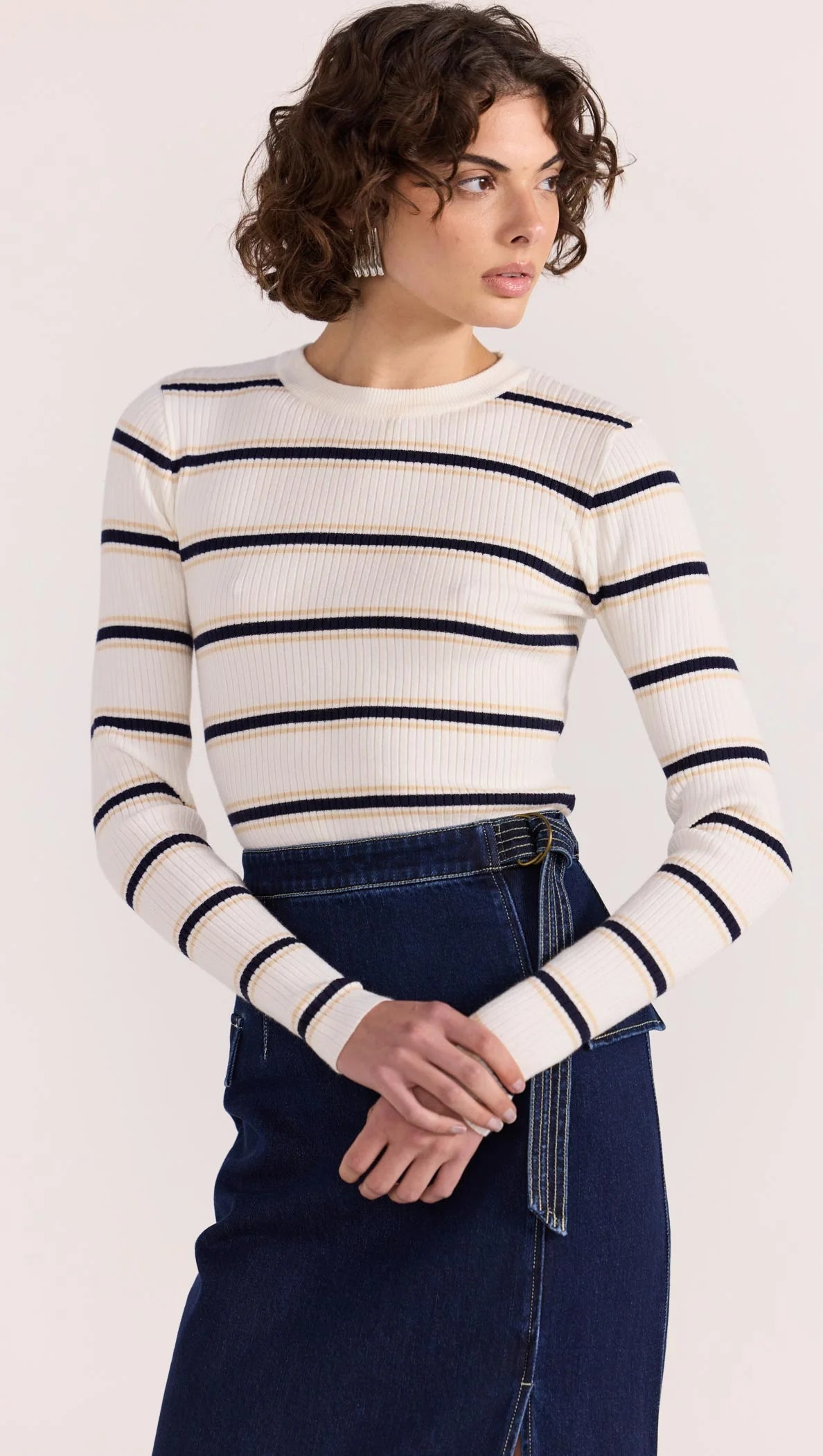 STAPLE THE LABEL CAMILLE STRIPE KNIT TOP