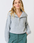 CARTEL AND WILLOW - Azura Knit Pullover - Grey Marle