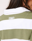 CARTEL & WILLOW - LILY RUGBY SHIRT - KHAKI STRIPE