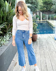ALL ABOUT EVE - Charlie High Rise Wide Leg Jean - Dark Blue