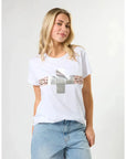 STELLA AND GEMMA - Classic Tee. Silver Crossing / White