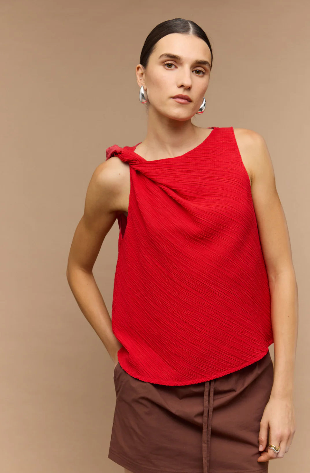 STAPLE THE LABEL - Amira Twist Top.  Red