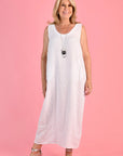 LA SOFIA-  White Linen Dress