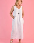 LA SOFIA-  White Linen Dress