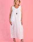 LA SOFIA-  White Linen Dress