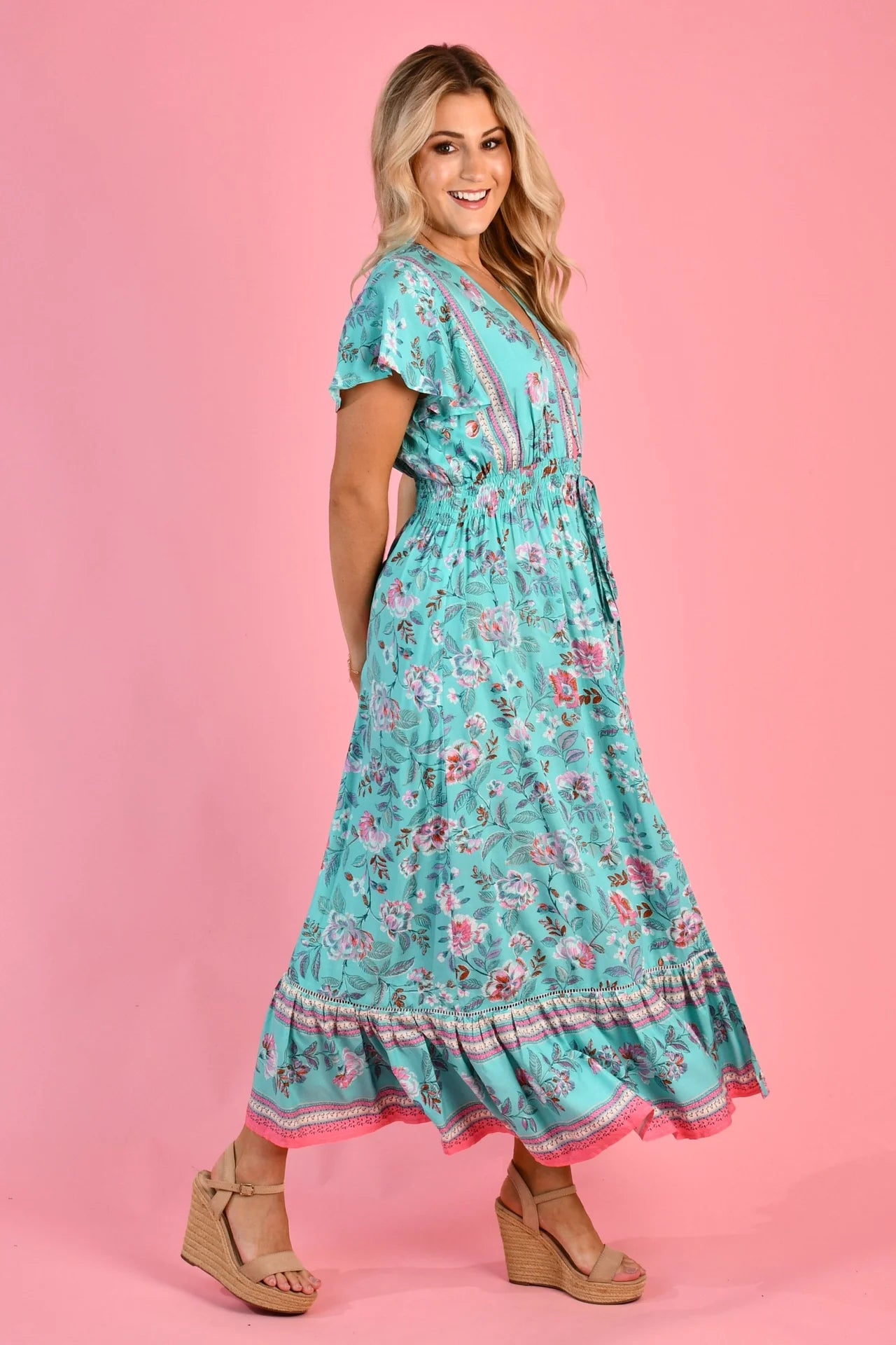 JAR OF HEARTS- Gigi Maxi Dress.  Bubblegum Roses