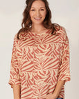 ELLIS AND DEWEY- DRAPE TOP - TONAL PALM